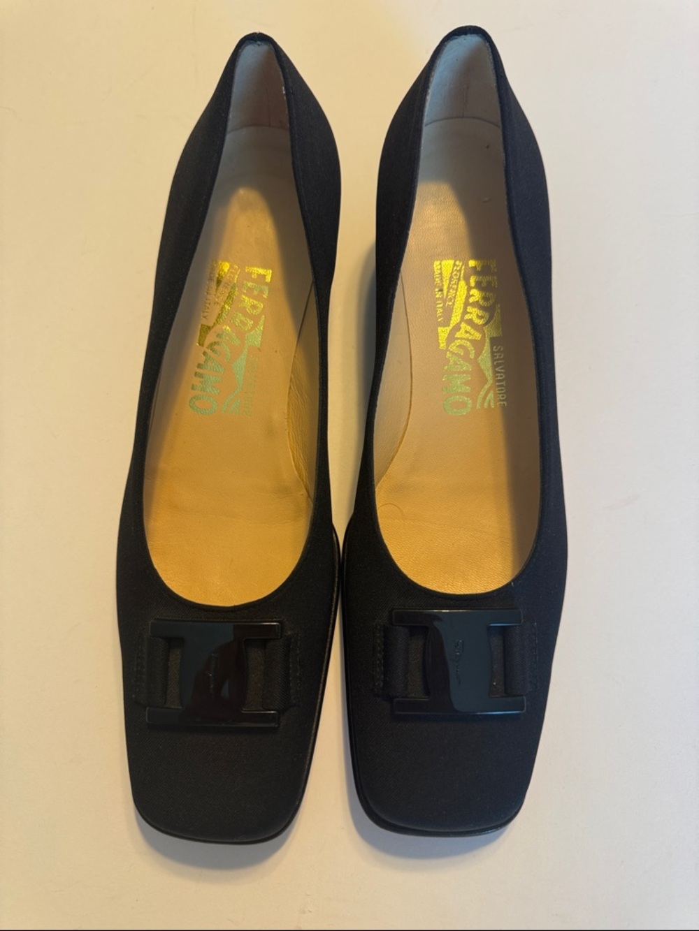 Salvatore Ferragamo Black Fabric Vara Bow Flats
